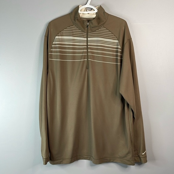 Nike Golf Men’s Fit Dry 1/4 Zip Brown Striped Shirt Brown Cream Striped Size XL - Picture 12 of 12
